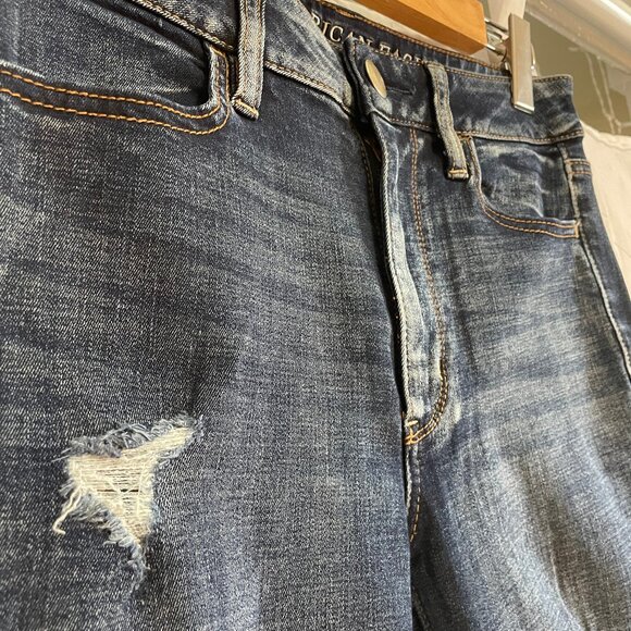 Distressed Dark Wash Skinny Jeans/Jeggings - Picture 3 of 6